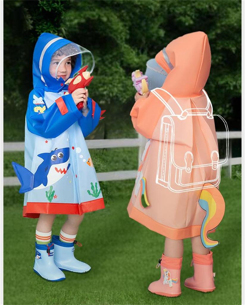 Kids Raincoat for Rainwear for Dinosaur Animal Elementary School Student Rain Storage Pouch Rainy Season Kindergarten L [VIISEN] Girls, Children's
