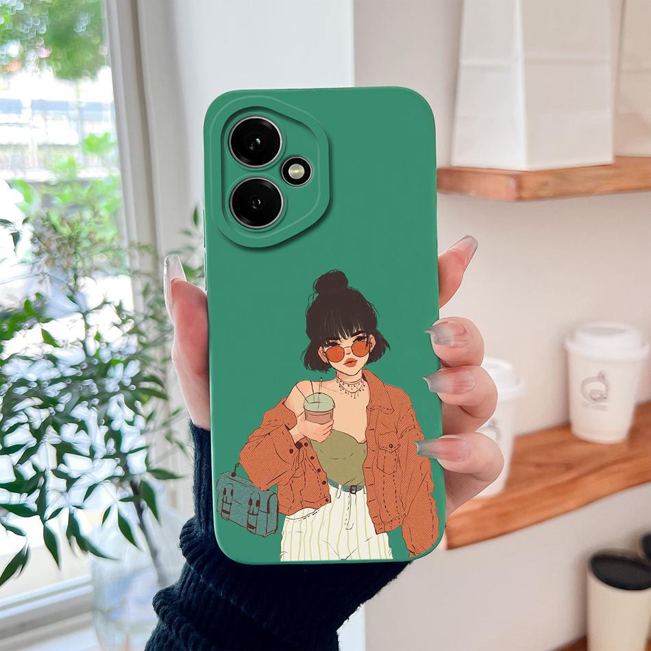 Case For Honor 400 Pro Global Cartoon Dinosaur Back Cover Liquid Silicone Full Protection Durable Shockproof Phone Protectors