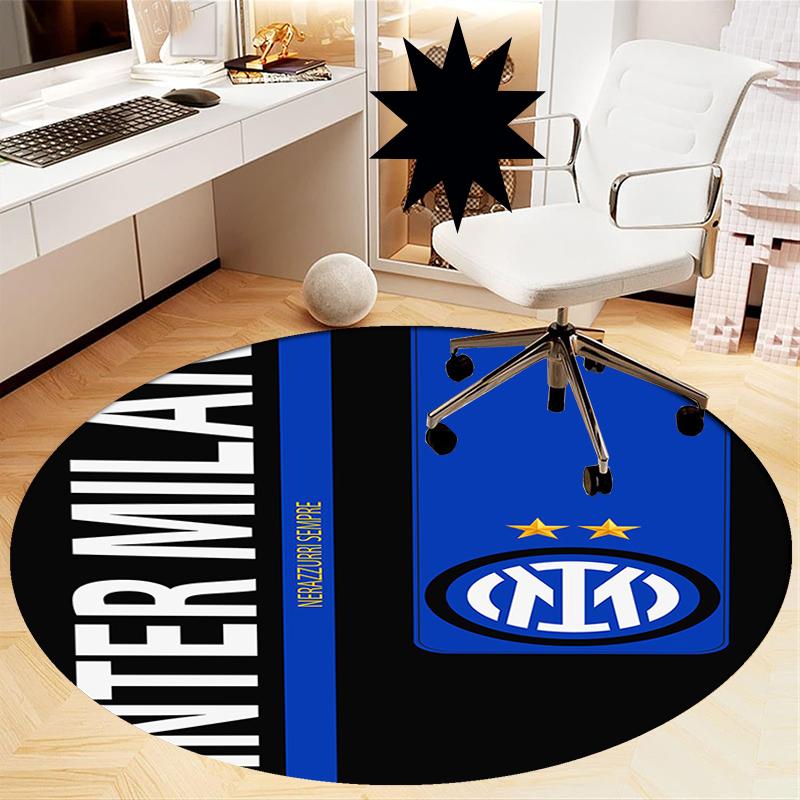 Inter Milan Printed Round Rug Carpet Chair Rug Area Rug Entryway Doormats,for Office Chair Living Room Bedroom Kitchen Room.