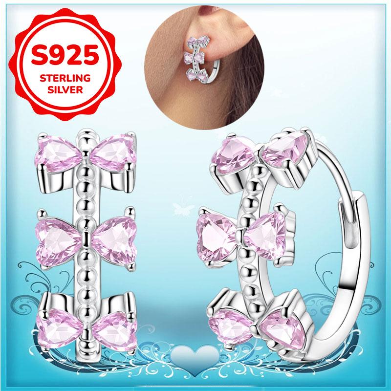 New Earrings 100% Genuine 925 Silver Women Hoop Earring Women's Wedding Engagement Girlfriend Wife Birthday Gift