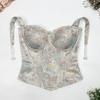 New Chinese Style Oil Painting Jacquard Shapewear Women Back Zipper Waist Slimming Daily Wear