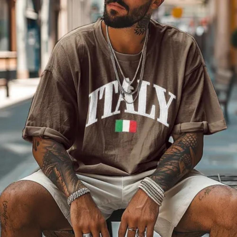 Men's Casual 3D Printed T Shirt Summer Short Sleeve Loose Fit Tees