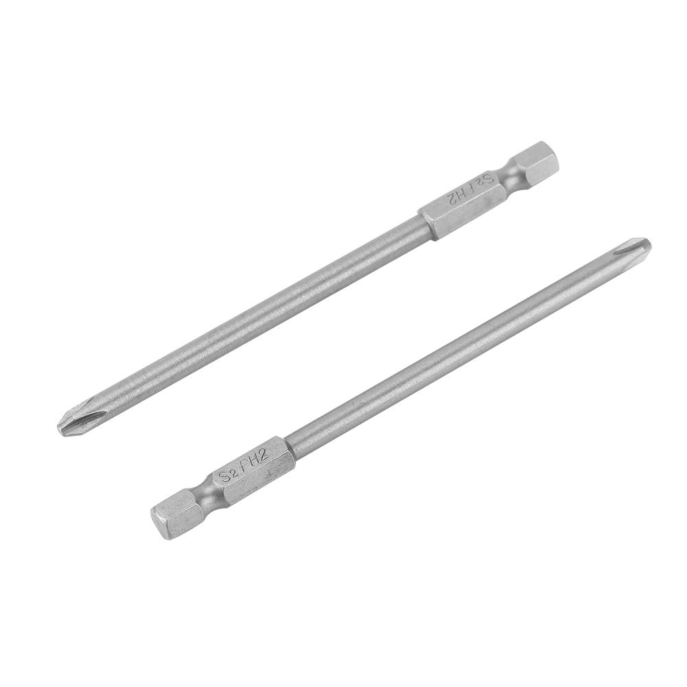 10pcs S2 Steel Cross Head PH1 PH2 Slot Screwdriver Bits Set 1 4inch Hex Shank 100mm