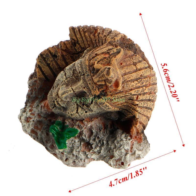 24TE Aquarium Egyptian Statue Decorations Resin Stone for Head Ruin for Tank Ornaments Betta Hideout for Hermit