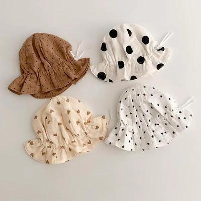 Soft Cotton Baby Bucket Hat Spring Summer Dot Star Print Newborn Infant Hat Kids Outdoor Travel Beach Sunscreen Caps