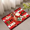 Durable Build Festive Santa Claus Area Rug - Durable Polyester Carpet with Christmas-Themed Design, Red & White Stripes, Green