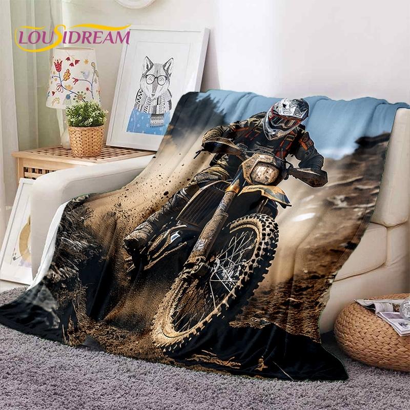 Motocross Modern Retro Motorcycle Soft Blankets,Keep Warm Throw Blanket Comfortable Blanket for Picnic Beds Sofa Home Bedroom