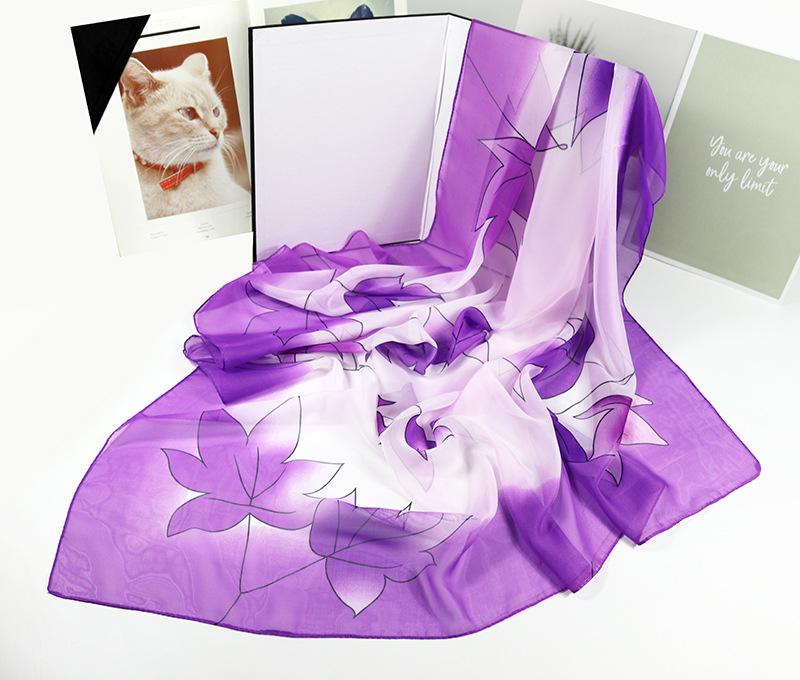 Large 95cm Square Korean Silk Chiffon Scarf for Women - Printed Neck or Head Scarf