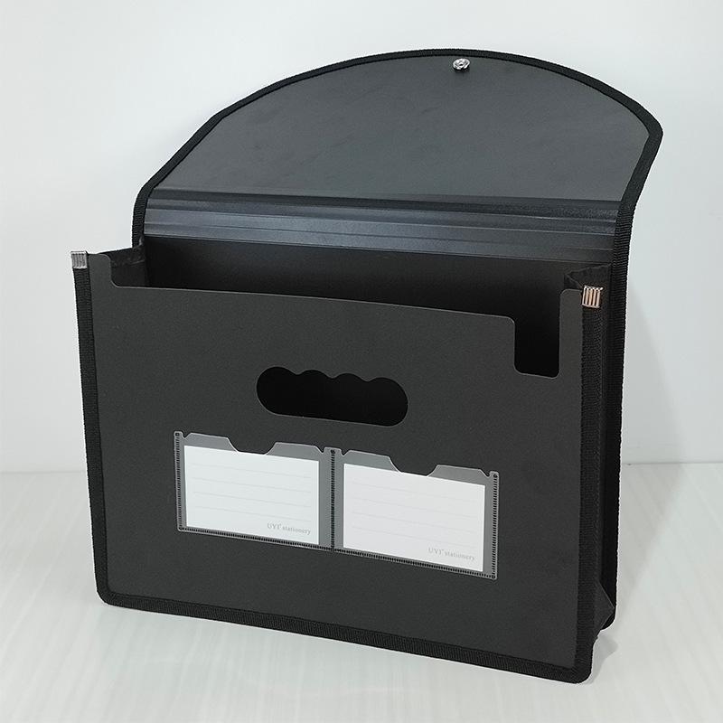 

A4 Black Accordion File Folder, 25 Pockets, Large Capacity, Three-Sided Seal, Office Document Storage Bag PP Material