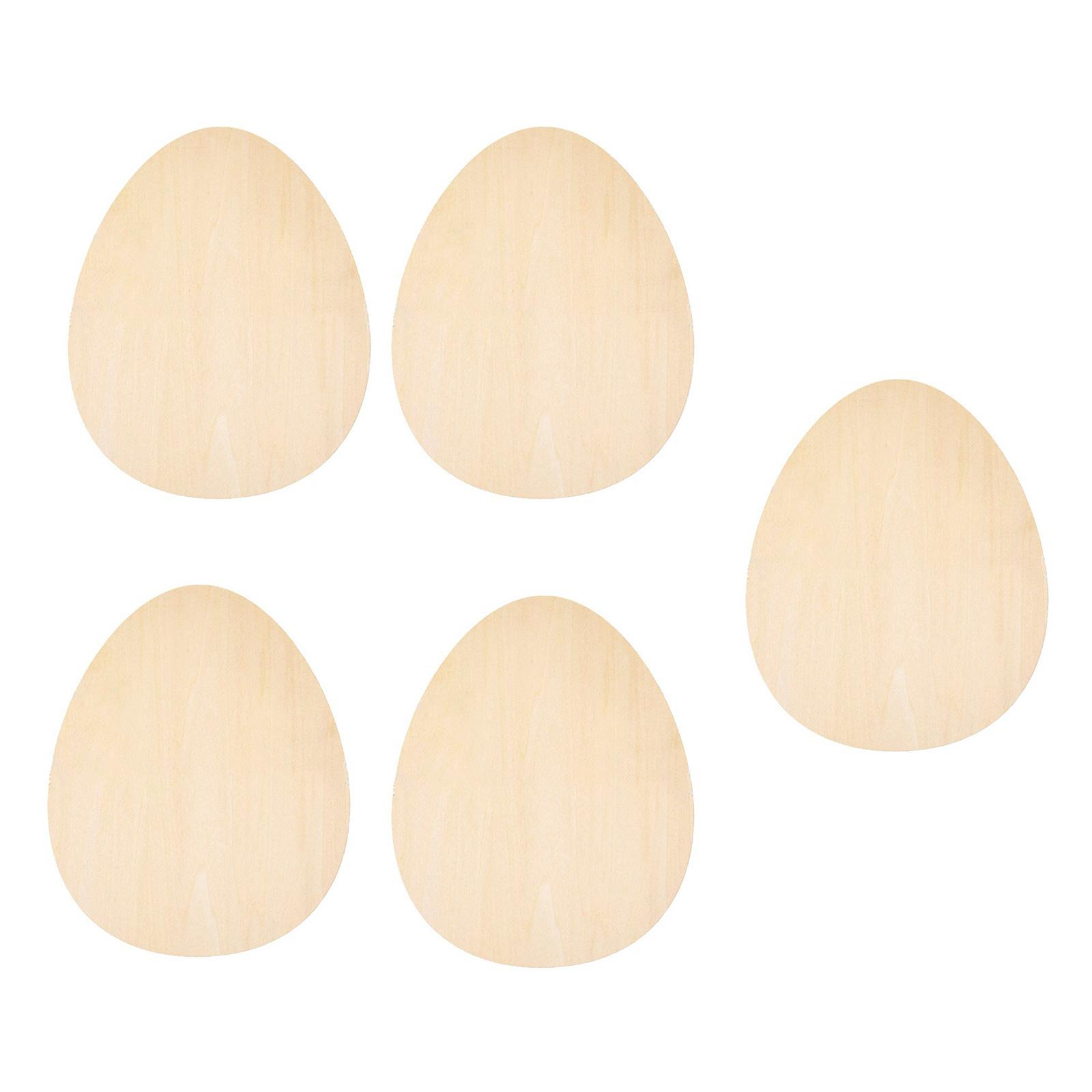 

5PCS Rabbits Eggs Shaped Wood Slices Unfinished Wood Slices Wood Cutouts for Home Decoration Painting Art Craft B
