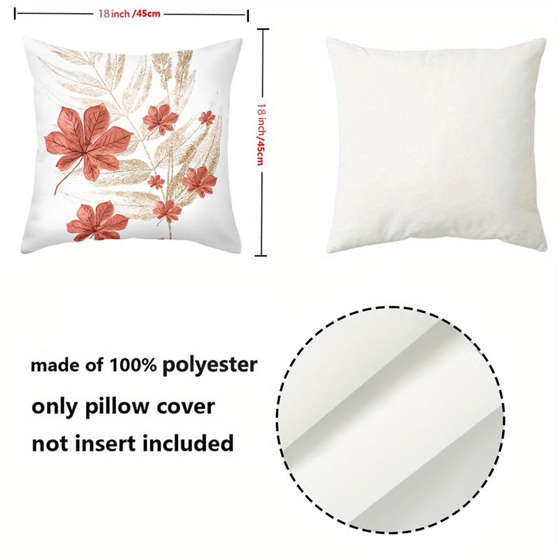 Floral Leaf Pattern White Cushions for Home Decor Polyester Pillowcase, Sofa Decorative Cushion Cov Headboard Pillow