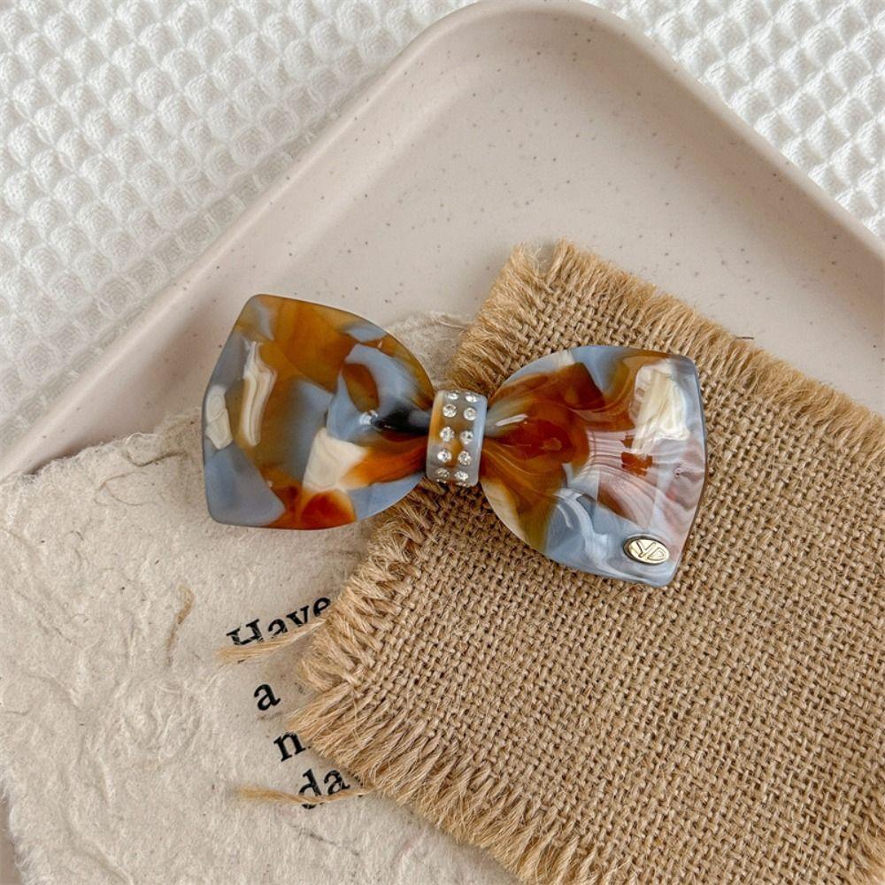 Candy Color Rhinestone Hair Clip Bowknot Bow Hairpin Personalized Acetate Hair Clip Daily