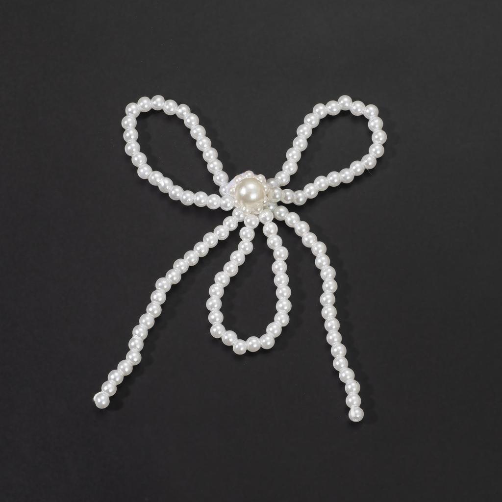 Handcrafted Beaded Bow Pearl Hair Clip & DIY Accessory
