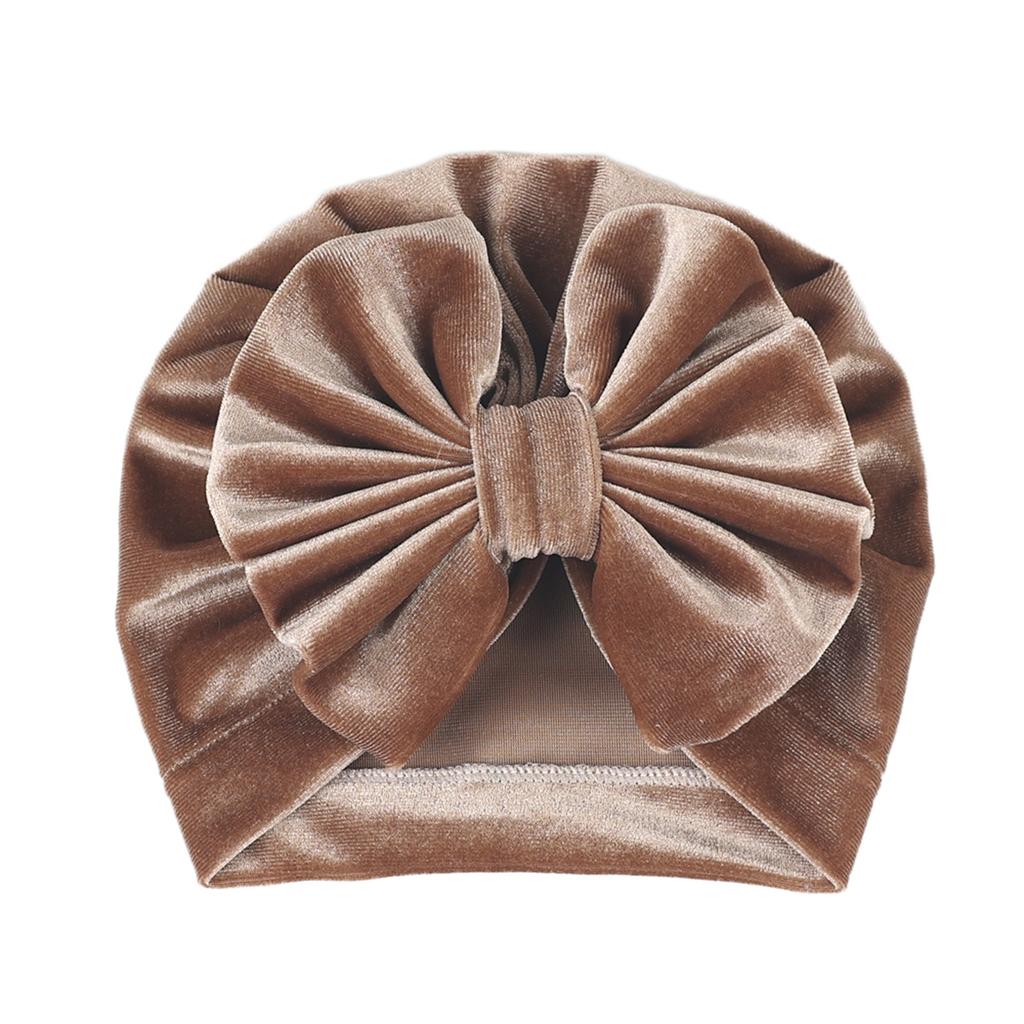 Nyfødt Fløyelshatter, Ensfarvet Sløyfe Varm Myk Høst Vinterlue for Babygutter og -jenter