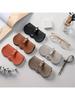 Retro Elegant Portable Glasses Pouch, PU Leather Sunglasses Storage Clip Bag, Durable Protective Con