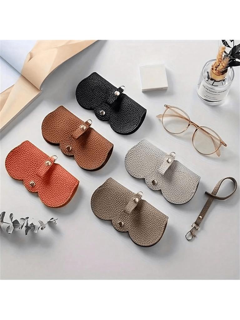 Retro Elegant Portable Glasses Pouch, PU Leather Sunglasses Storage Clip Bag, Durable Protective Con
