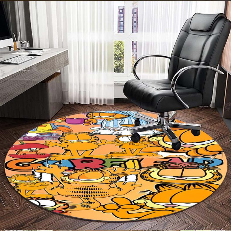 Garfield Print Round Rug, Washable Floor Carpet, For Entryway Dorm Laundry Room Office Study, Home Decor Birthday Christmas Gift