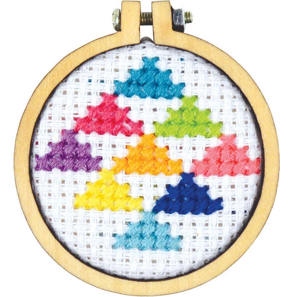 Mini Wooden Cross Stitch Hoop Ring Embroidery Circle Sewing Kit Frame Craft