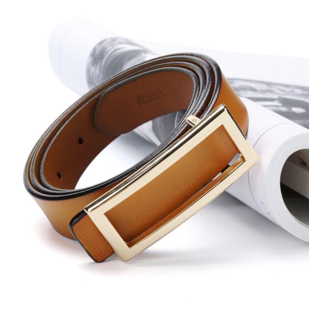 Rectangle Buckle Genuine Leather Belts Elegant Waist Belt Waistband Dress Belt  Female