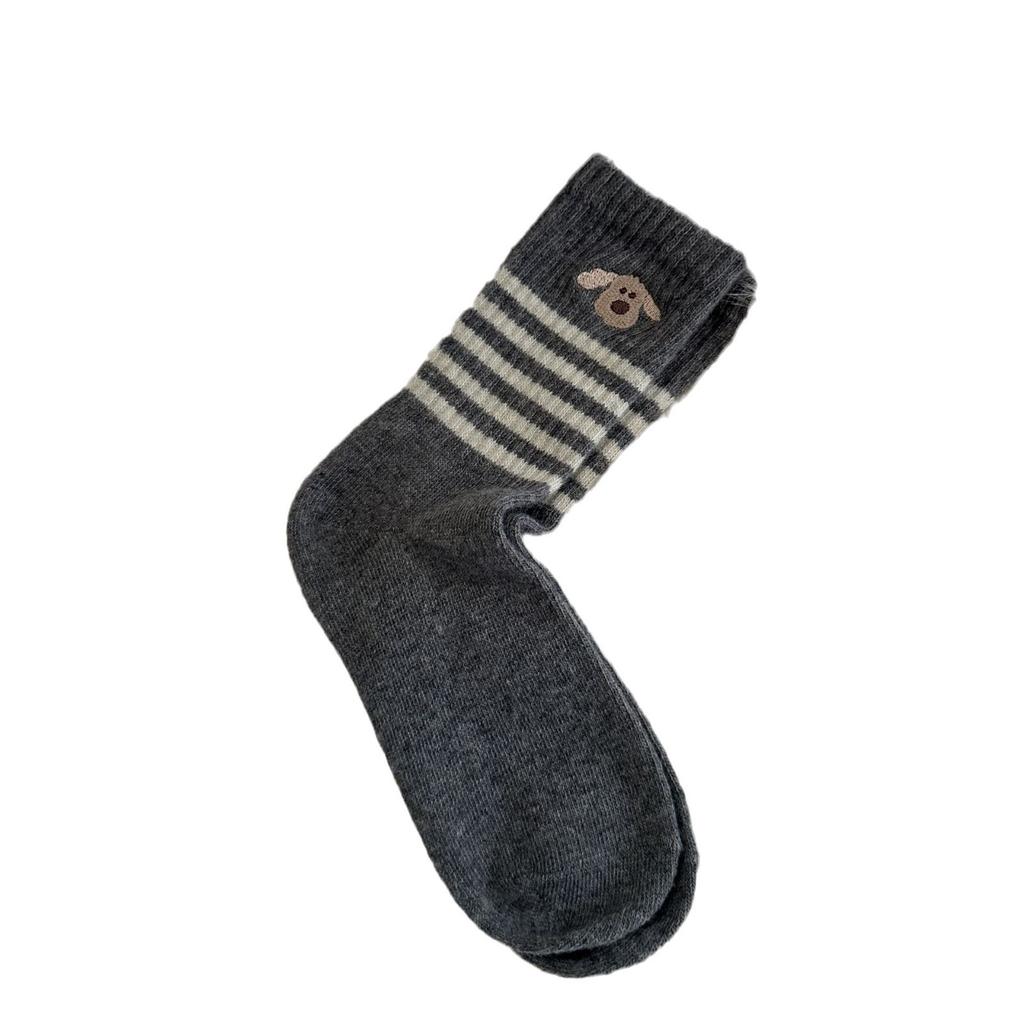 Cartoon Puppy Wool Socks Children Korean Tide Cute Medium Tube Socks Thickened Warm Cashmere Stacking Socks Stockings