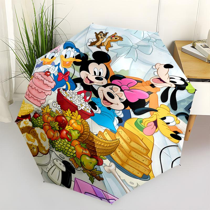 

1 Auto Open Mickey Mouse, Thanksgiving Themed Colorful 8 rib Portable Umbrella for Men and Women, A Compact Commuting Companion Suitable for