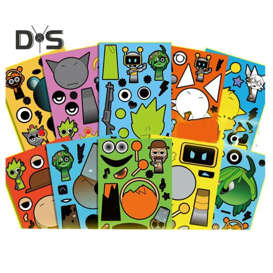 

Наклейки для игр с героями мультфильмов, наклейки с изображением лица для детей, наклейки с персонажами игр своими руками для вечеринок, декор для книг с наградами за занятия, подарки на день рождения D