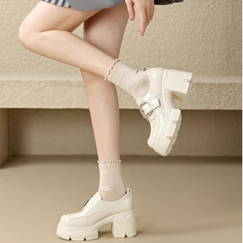Fashion Autumn Women's Casual Classic Sweet Loafers Thick Sole Fashion Thick Heel Women's Mary Jane High Heels Zapatillas De Deporte