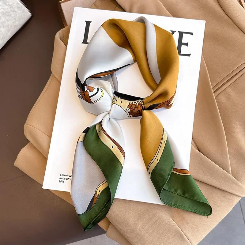 Silk Scarf for Women Luxury Hijab Hair Bands  Square Neckerchief Female Satin Shawl Ribbon Headband Fashion Wraps Bandana