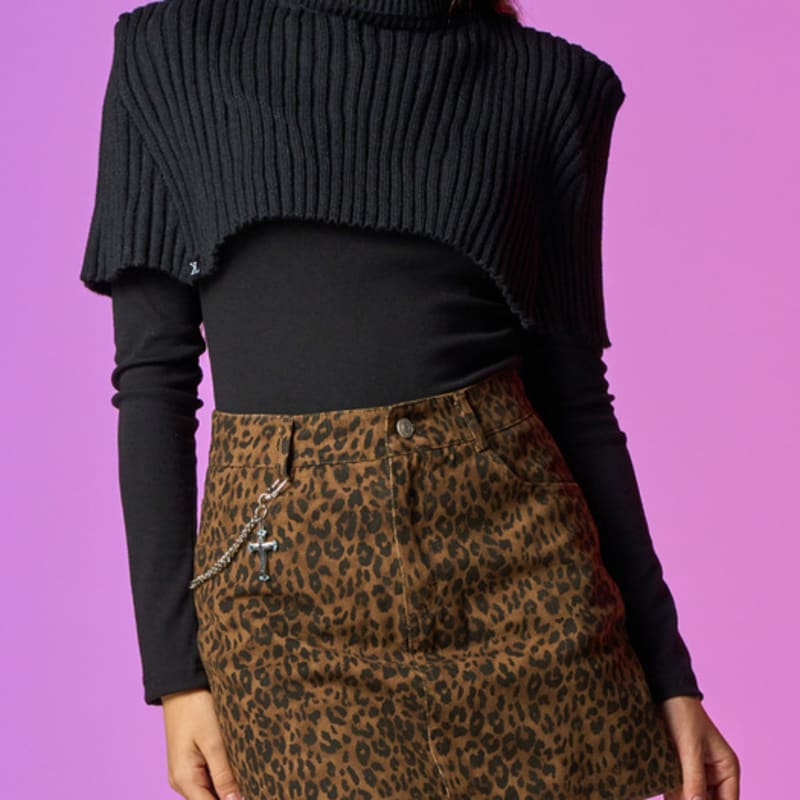 KOLEAT [Mock-up-Version] Winter Warmer Strick-Nacken-Balaclava-Schal [Schwarz]