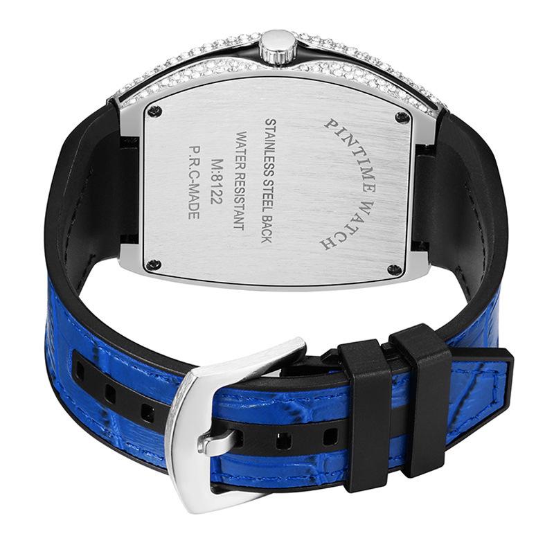 Herrenuhr mit großem Zifferblatt und Frank Barrel-Motiv, voller Sterngürtel, Yacht-Diamantbesatz, Vintage-Uhr