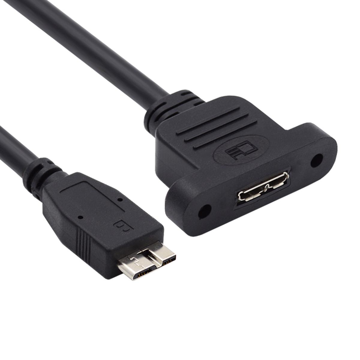 

U3-083-MM 50cm Micro USB 3.0 Male to Micro 3.0 Type-B Female 5Gbps Screw Mount Type Extension Cable As Shown A
