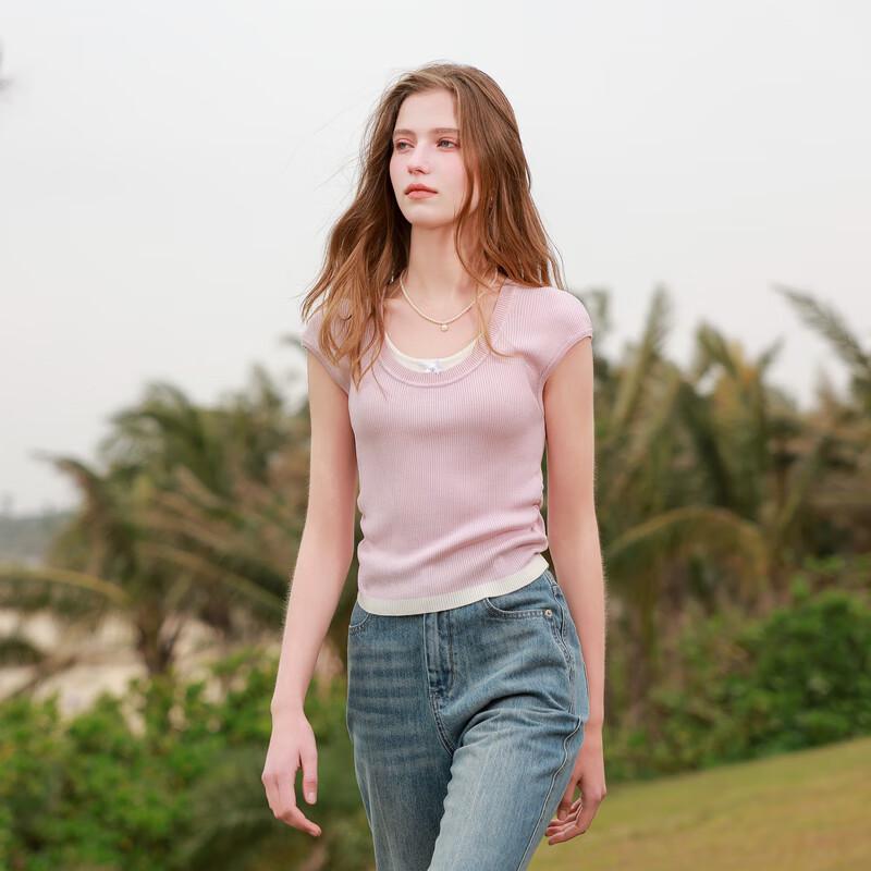 

Sancai Faux Two-Piece Bow Knit Top M