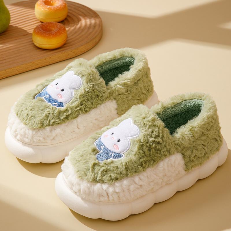 

Тапочки из хлопка с сумкой и каблуком, женские зимние домашние тапочки, новые хлопковые туфли для пар из мультфильмов, студенческие хлопковые туфли для общежития 38 зелёный