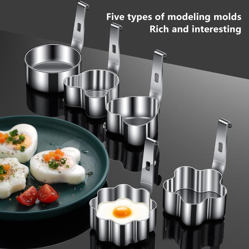 304 Stainless Steel Poached Egg Mold Creative Household Kitchen Gadgets Portable Breakfast Fried Egg Steamed Egg Shaping Device