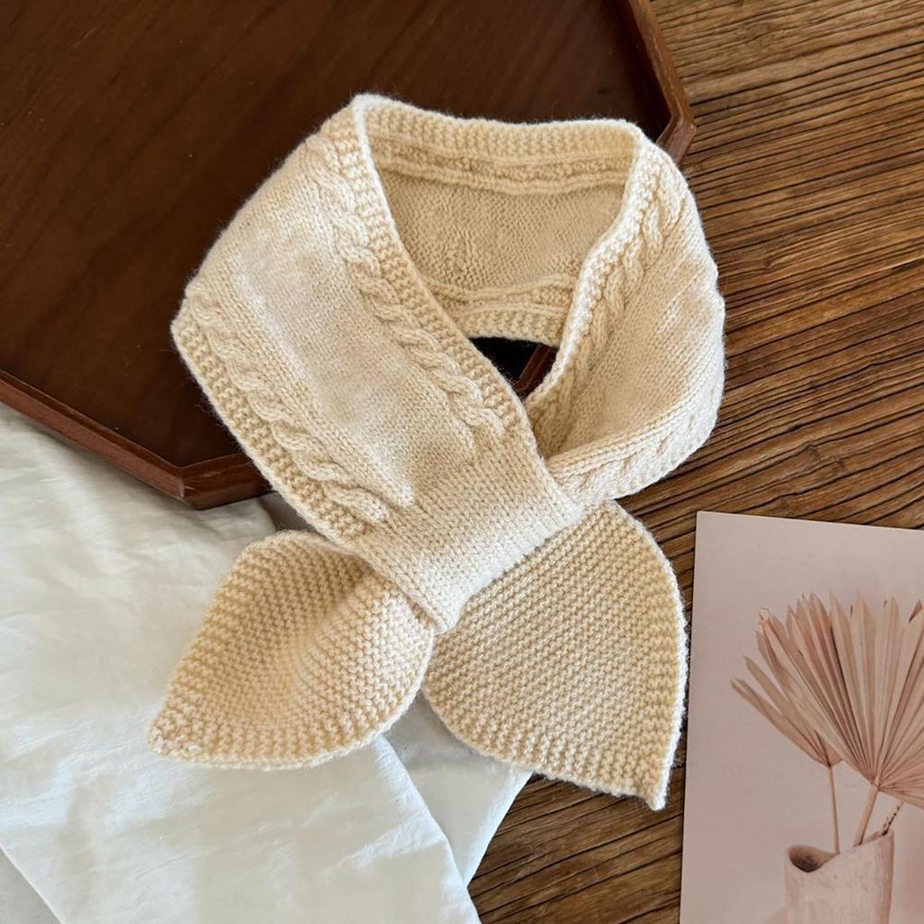 Kids Winter Warm Scarves Children Girl Woolen Knit Short Cross Neck Covers Snood Solid Color Outdoor Windproof Neckerchief