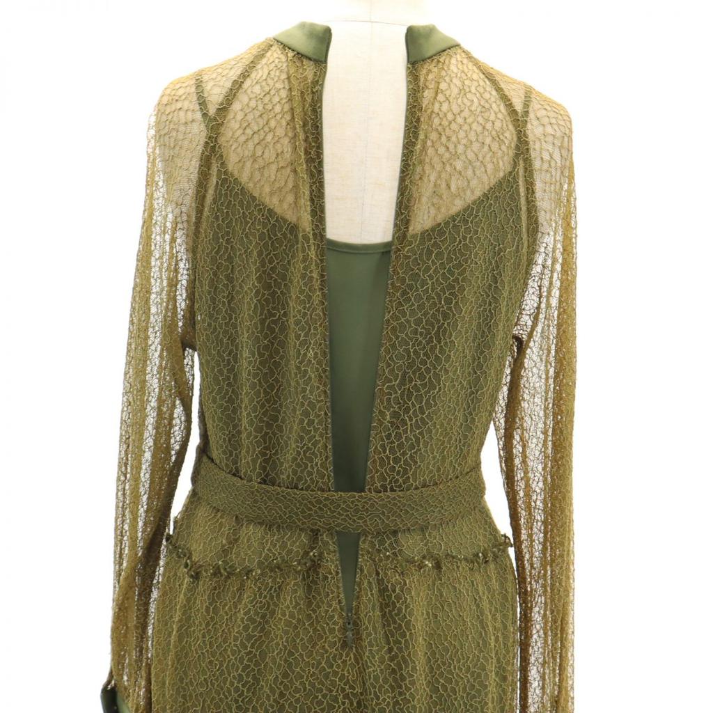 AMERI UNDRESSED Long Sleeve Race Long Dress Green System With Inner Women Used