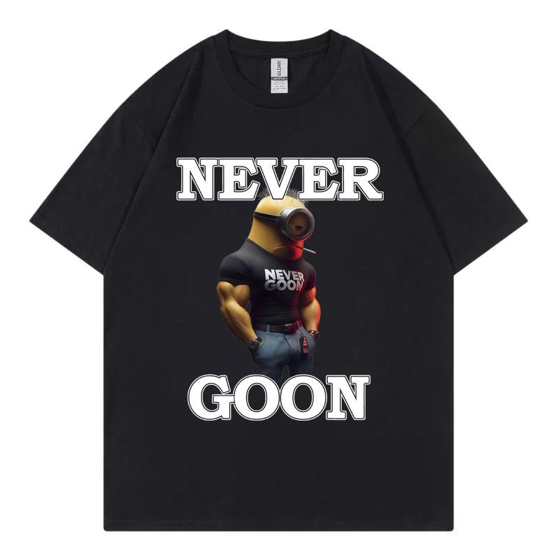 Never Goon Funny Meme Graphic Tshirt Mens High Street Fashion Trend Cotton Tshirt Summer Casual Loose Short Sleeve Tshirt L