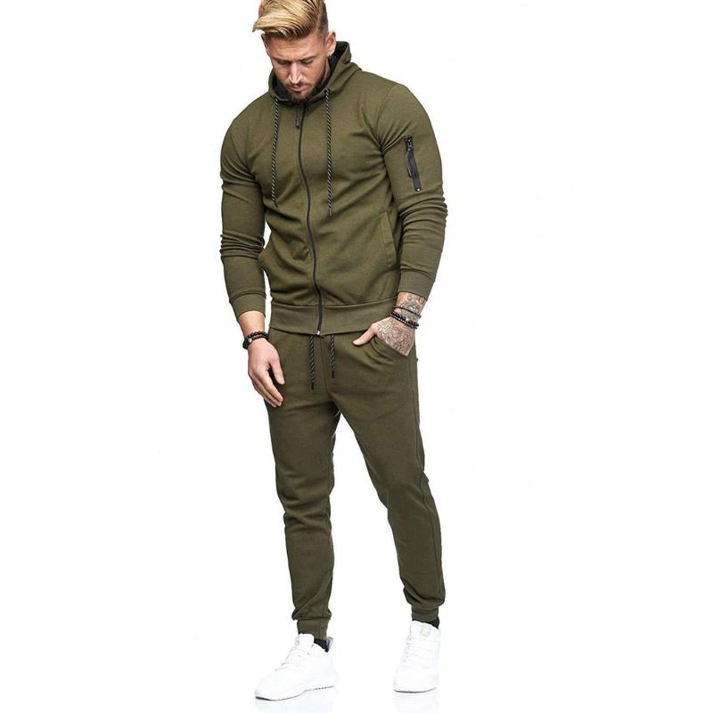 Men's hoodie+pants Sets 2 pieces Autumn Running tracksuit men Sweatshirt Sports Set Gym Clothes