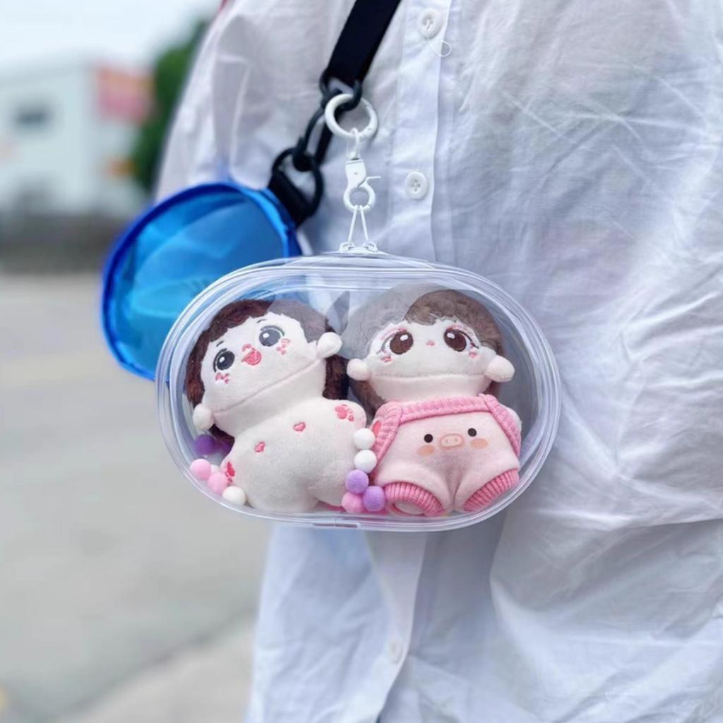 Tansparent Protect Case For Labubu Plush Doll Dustproof PVC Storage Bag for Popmart Bubble Toys Box