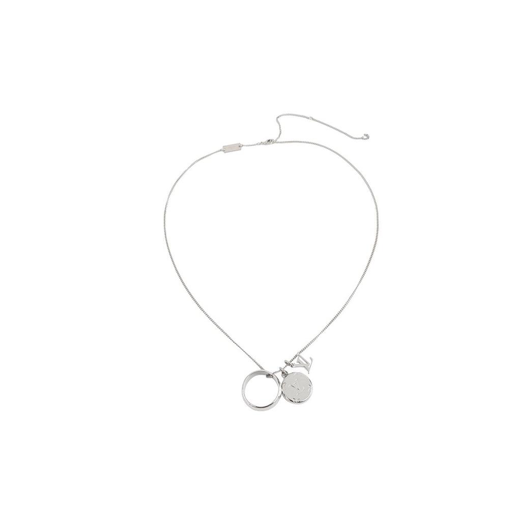 Louis Vuitton Charms Pattern Engraved Necklace Unisex necklace Silver M62485