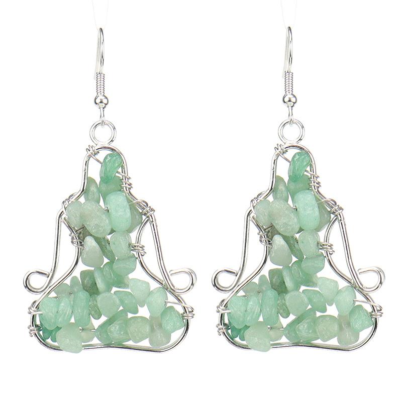 Hand Wound Natural Gravel Crystal Agate Amethyst Yoga Earrings Earrings E14 Fresh And Sweet