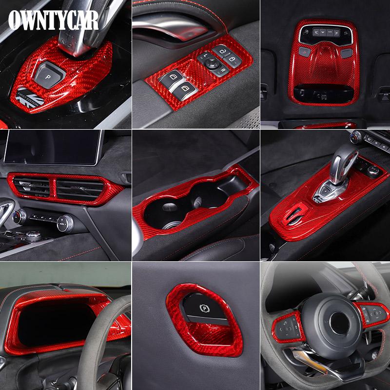 For Lotus EMIRA 2026-2026 Red Real Carbon Fiber Car Steering Wheels Console Gear Shift Panel Cover Trim Sticker Car Accessories
