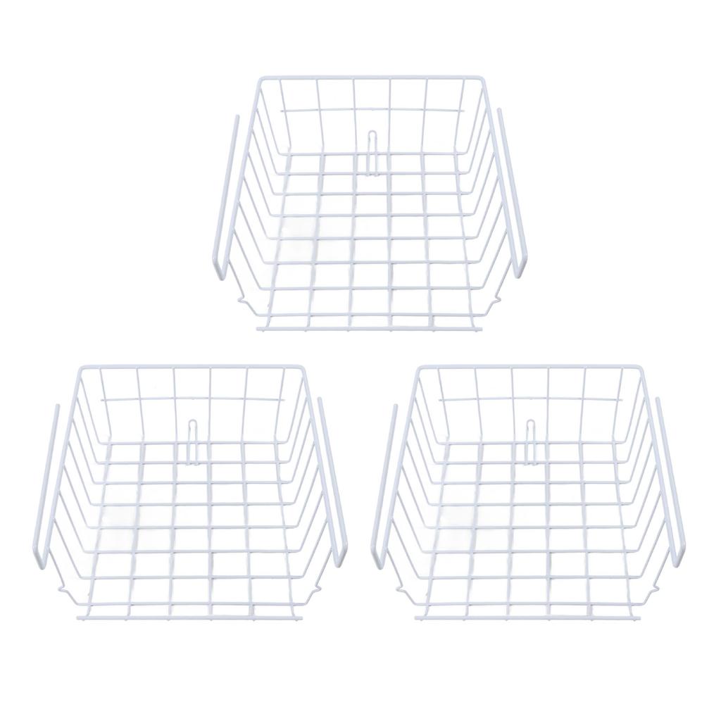 3pcs Under Shelf Storage Basket Iron Space Saving Multifunctional Hanging Under Cabinet Organizer