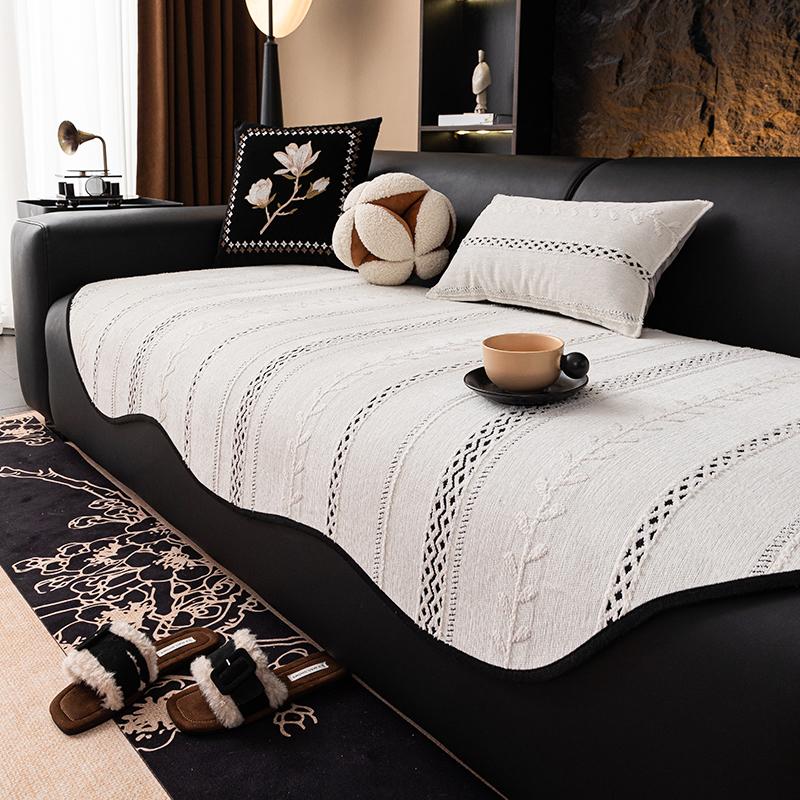 

All-season Retro Chenille Sofa Cover Non-Slip Couch Slipcover Protector Universal Irregularity Stripe Sofa Cushion 90x70
