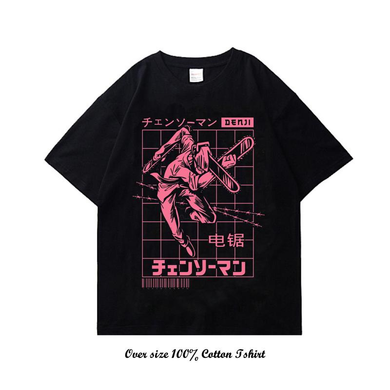 Unisex EU Japanese Anime Chainsaw Women T Shirt Cartoon Printing Cotton T-shirt Harajuku Graphic Tees Clothing Tops Tshirt Manga