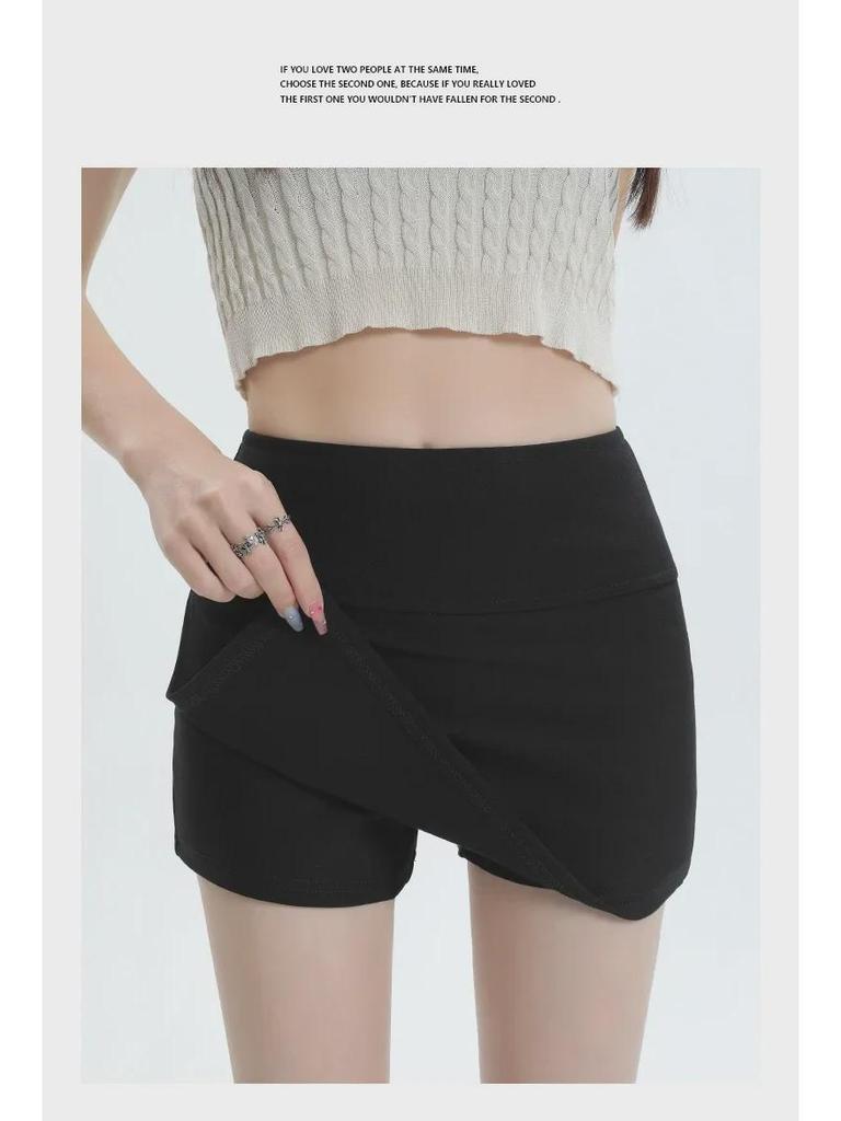 Gonna Midi Snellente a Vita Alta da Donna - Stile Hot Girl Primavera/Estate, Spacco Sportivo Bodycon Anti-Esposizione con Dettaglio Pantalone Fluido.