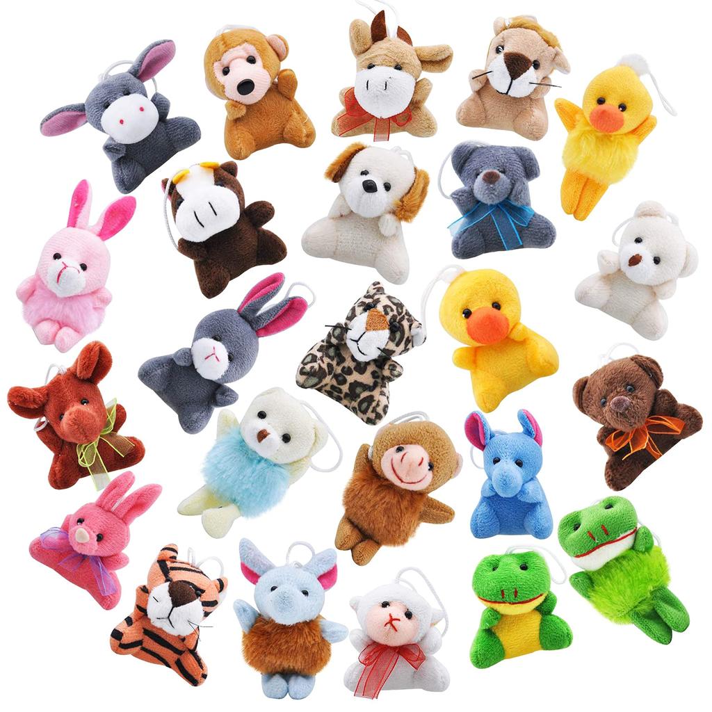 24 Pcs Mini Animal Plush Toys 3 Inch Stuffed Animals Bulk for Kids Birthday Party Favors Gifts Pinata Fillers
