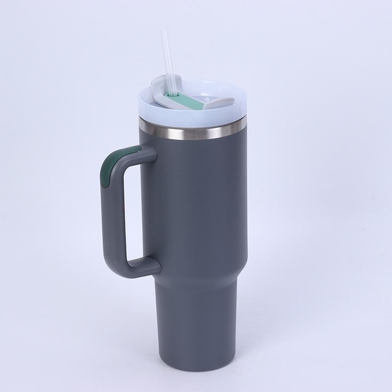 Large Capacity Insulated Stainless Steel Car Cup with Handle and Straw - Double Layer for Cold Retention (Ice Buster)