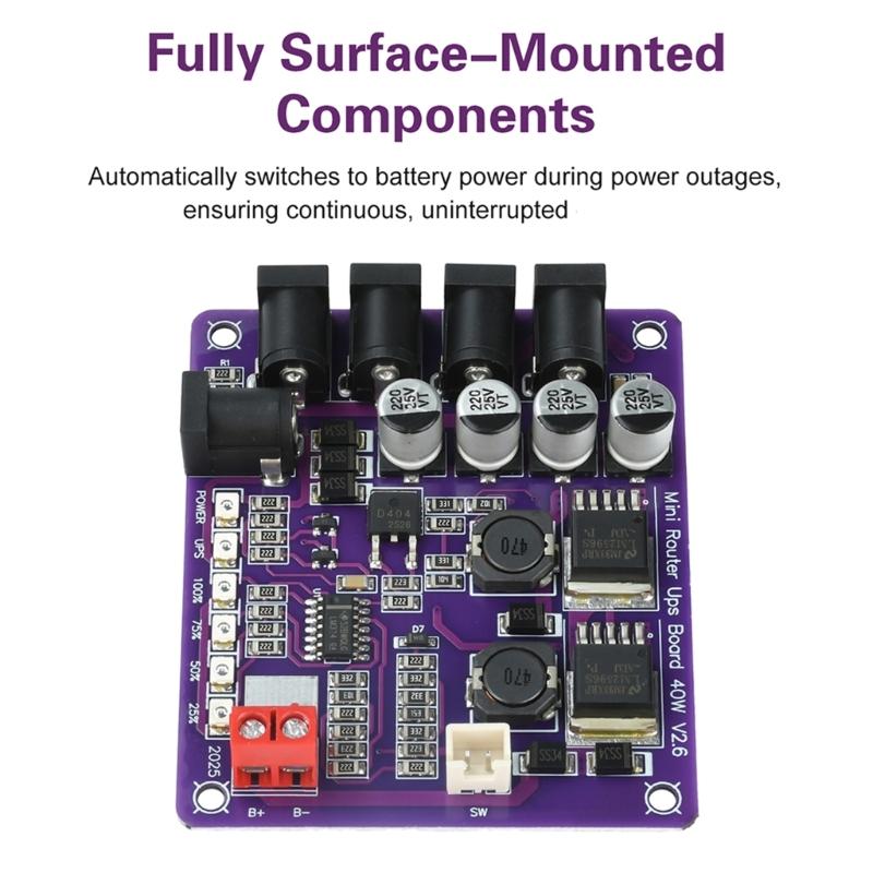 403S 40W Small Router Uninterruptible Power Supply Borad Battery Charging Board Supports 4 Channel Output Protective