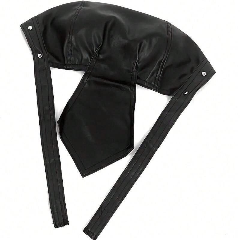 Kadın Punk Tarzı Kurukafa Şapka - Siyah Çivili Suni Deri Bandana Baş Örtüsü Metal Kenarlıklı, Motosiklet ve Hip Hop Modası İçin Ayarlanabilir Biker Doo Rag